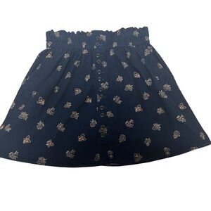 Madewell Women’s Navy Corduroy Floral Paperbag Mini Skirt Small Preppy Feminine.